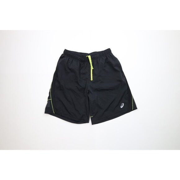 Vintage Y2K Asics Mens Size Large Reflective Lined Running Jogging Shorts Black - Picture 1 of 13